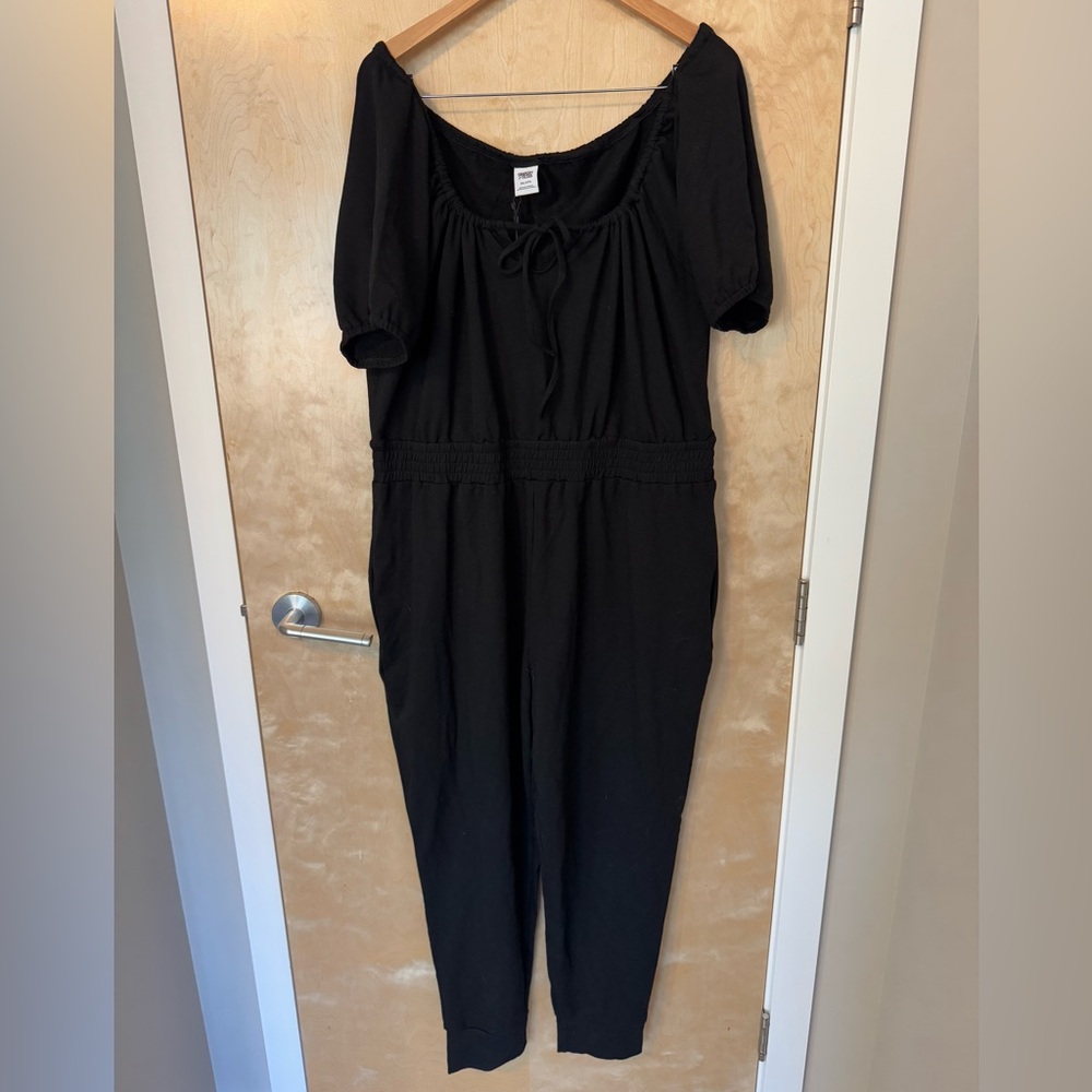 Smash + Tess Black Jumpsuit with Relaxed Fit and Scoop Neckline